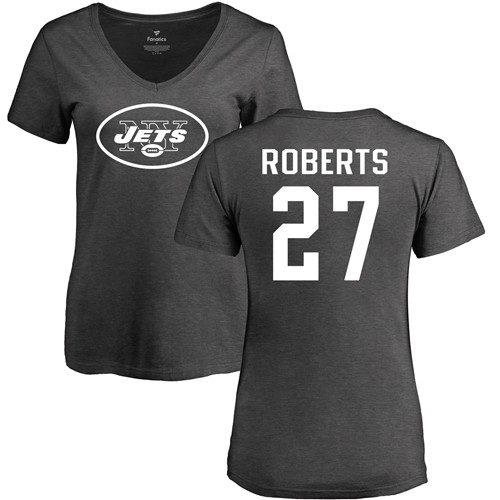 New York Jets Ash Women Darryl Roberts One Color NFL Football #27 T Shirt->nfl t-shirts->Sports Accessory